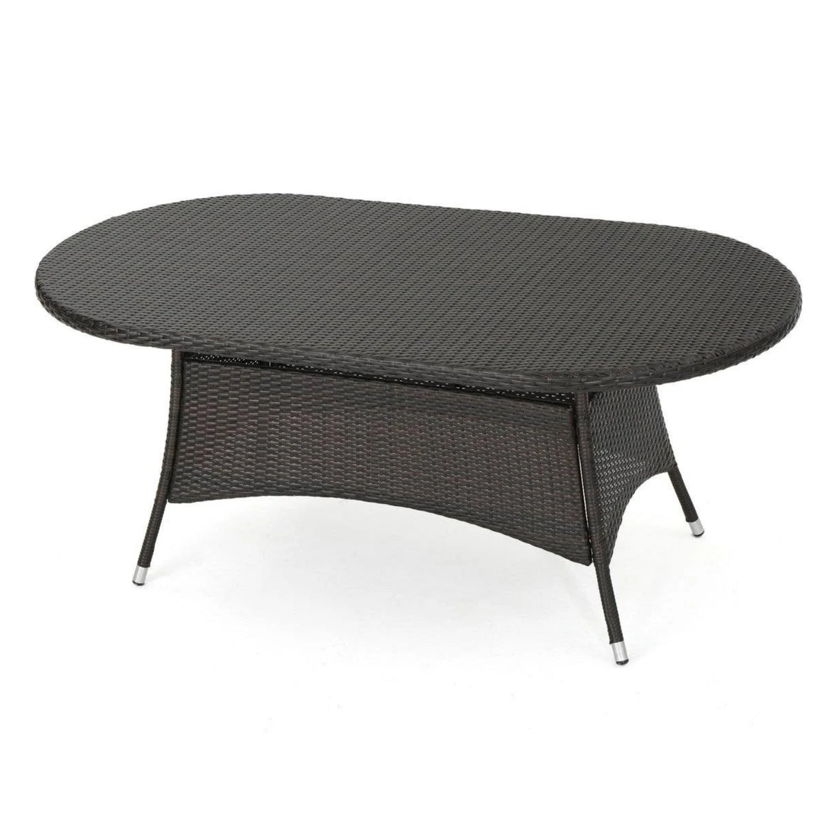 Outdoor All-Weather Rattan Wicker Round Coffee Table (Dark Brown)