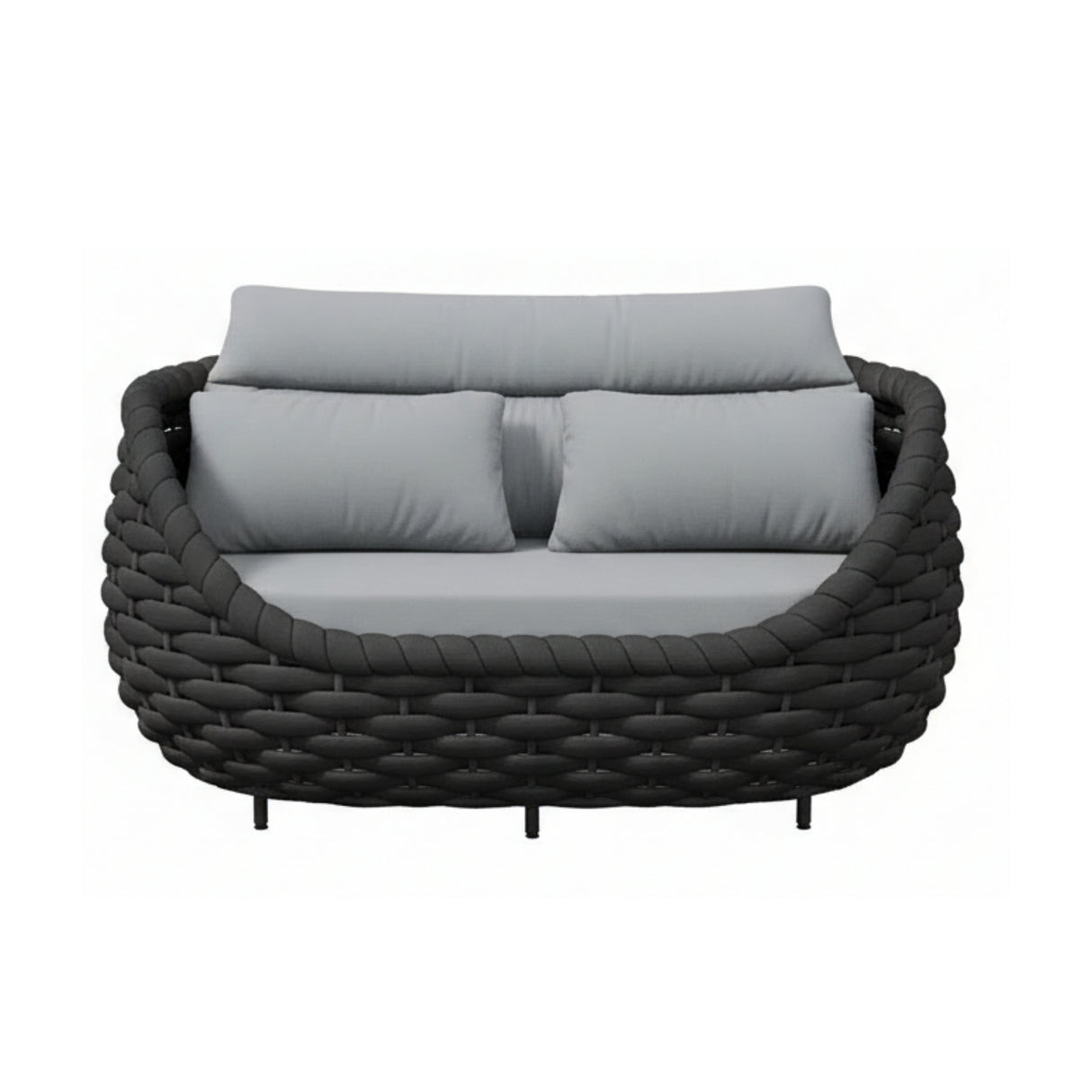 4 Piece Outdoor Rope Sofa Set (Grey & Dark Grey)