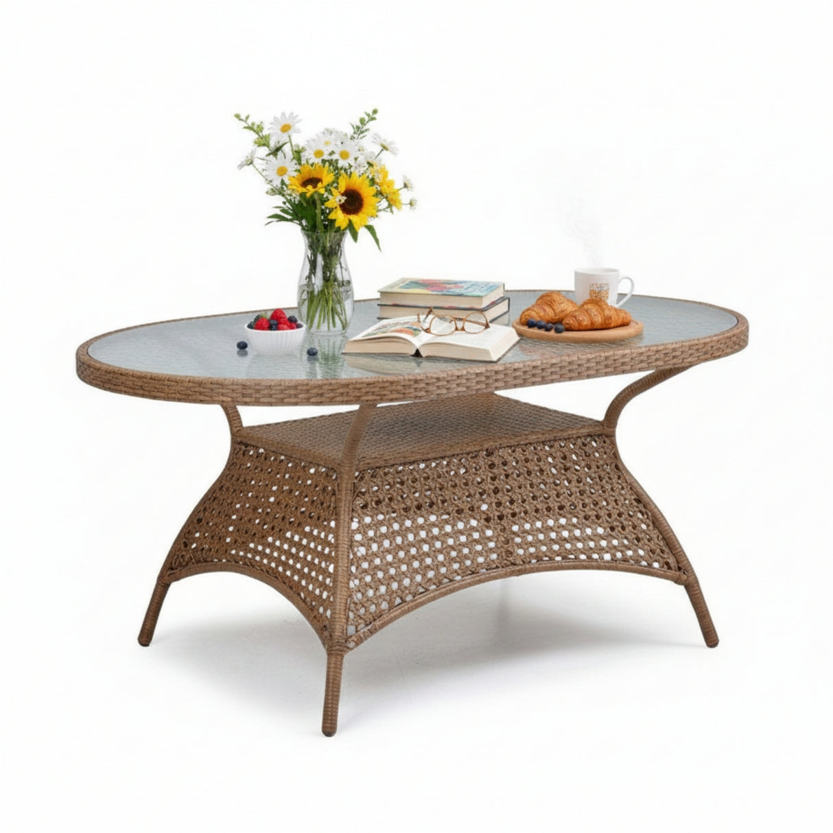 Outdoor All-Weather Resistant Rattan Wicker 7-Piece Dining Set