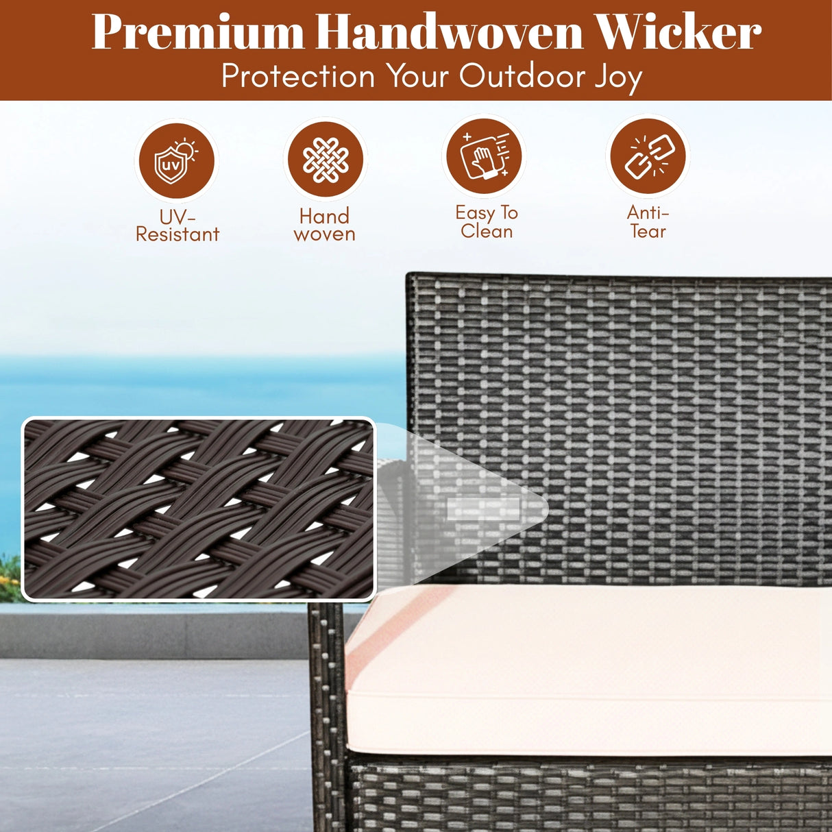 4 Pieces Patio Furniture Set, Outdoor Sectional Sofa