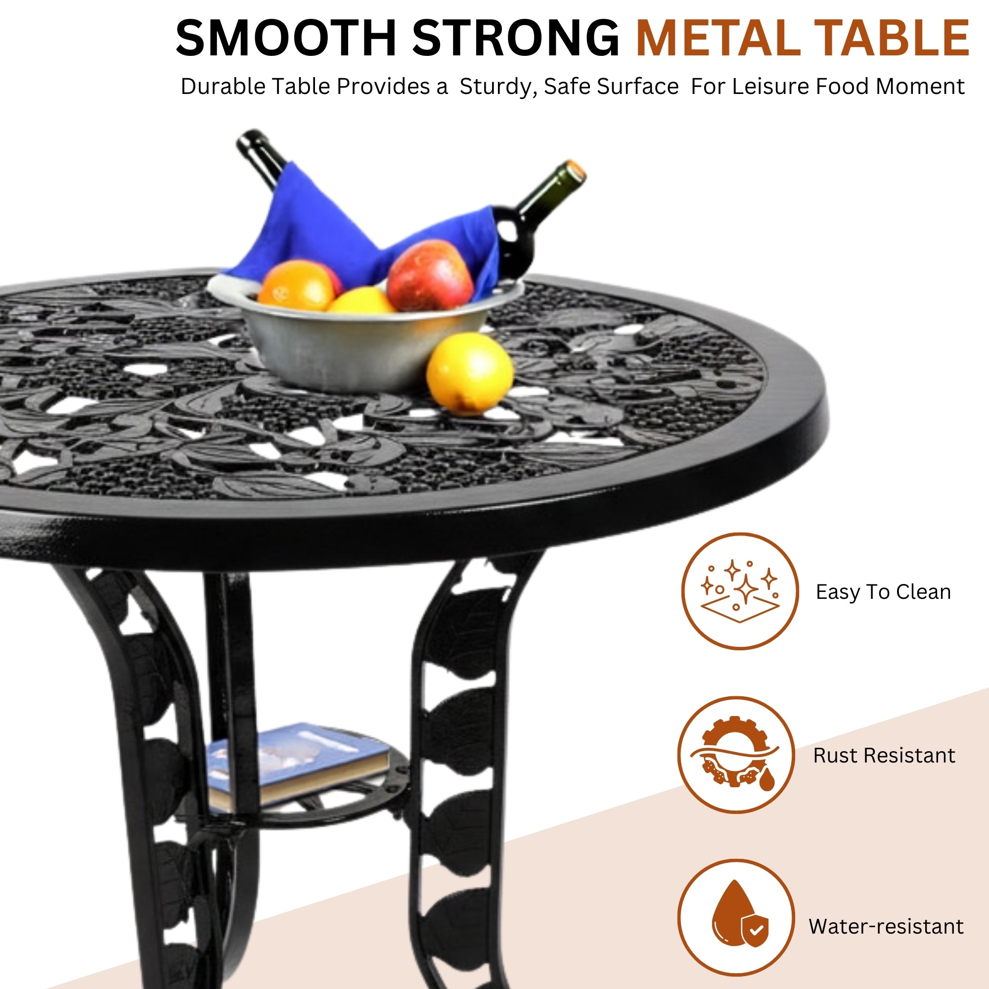 Outdoor 3-Piece Cast Aluminum Patio Bistro Set (Black)