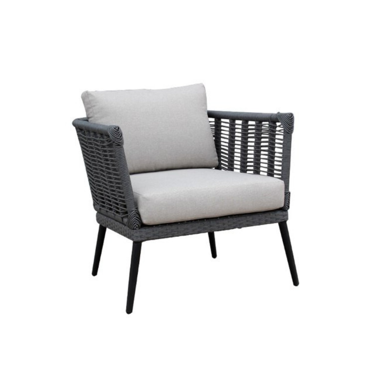 Outdoor Grey Rope 7-Seater Sofa Set With Glass Top Table