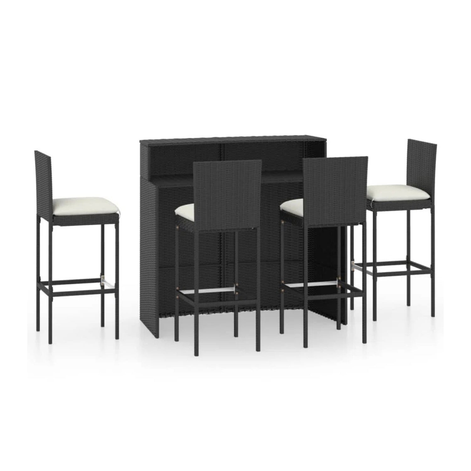 5-Piece Outdoor Rattan Wicker Bar Set with Wicker Top Table