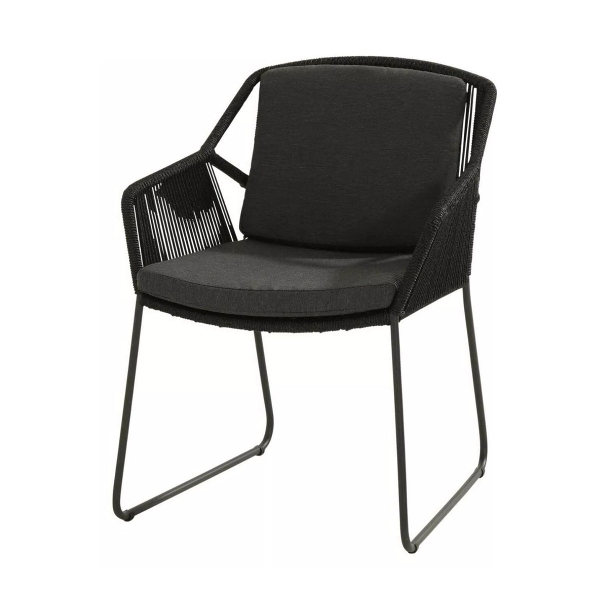 3 Piece Garden Outdoor Black Rope Patio Set