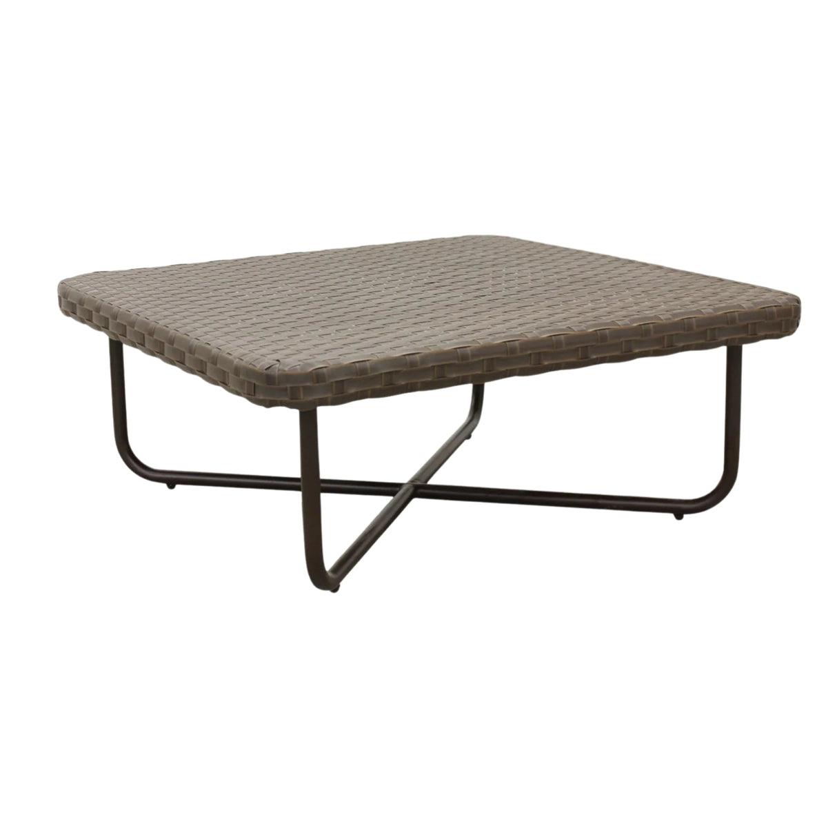 Outdoor Rope 4-Piece Patio Sofa Set with Wicker Top Table (Brown & White)