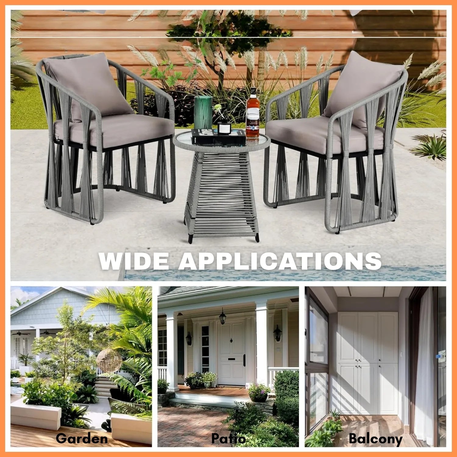 Outdoor Rope 3-Piece Patio Set