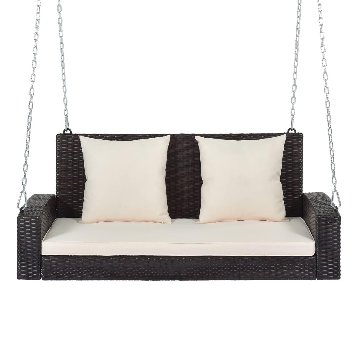 Dark Brown Rattan Wicker Two Seater Sofa Swing