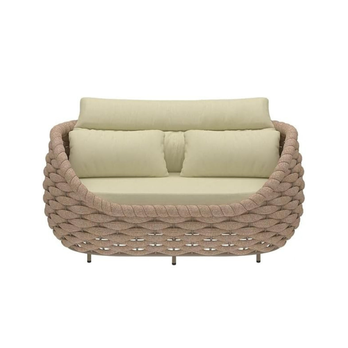 4 Piece Outdoor Rope Sofa Set (Beige & Cream)