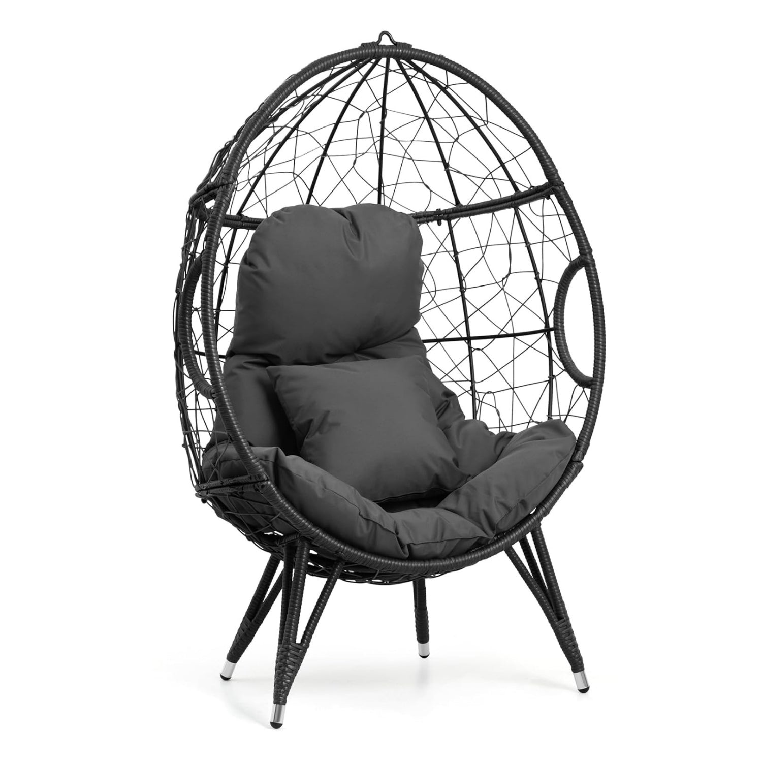 Outdoor All-Weather Wicker Egg Chair (Black)