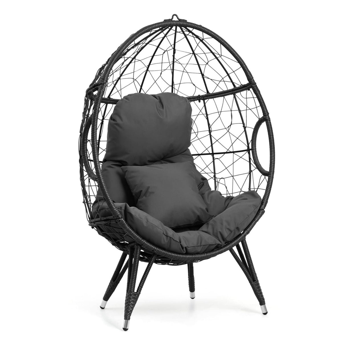 Outdoor All-Weather Wicker Egg Chair (Black)