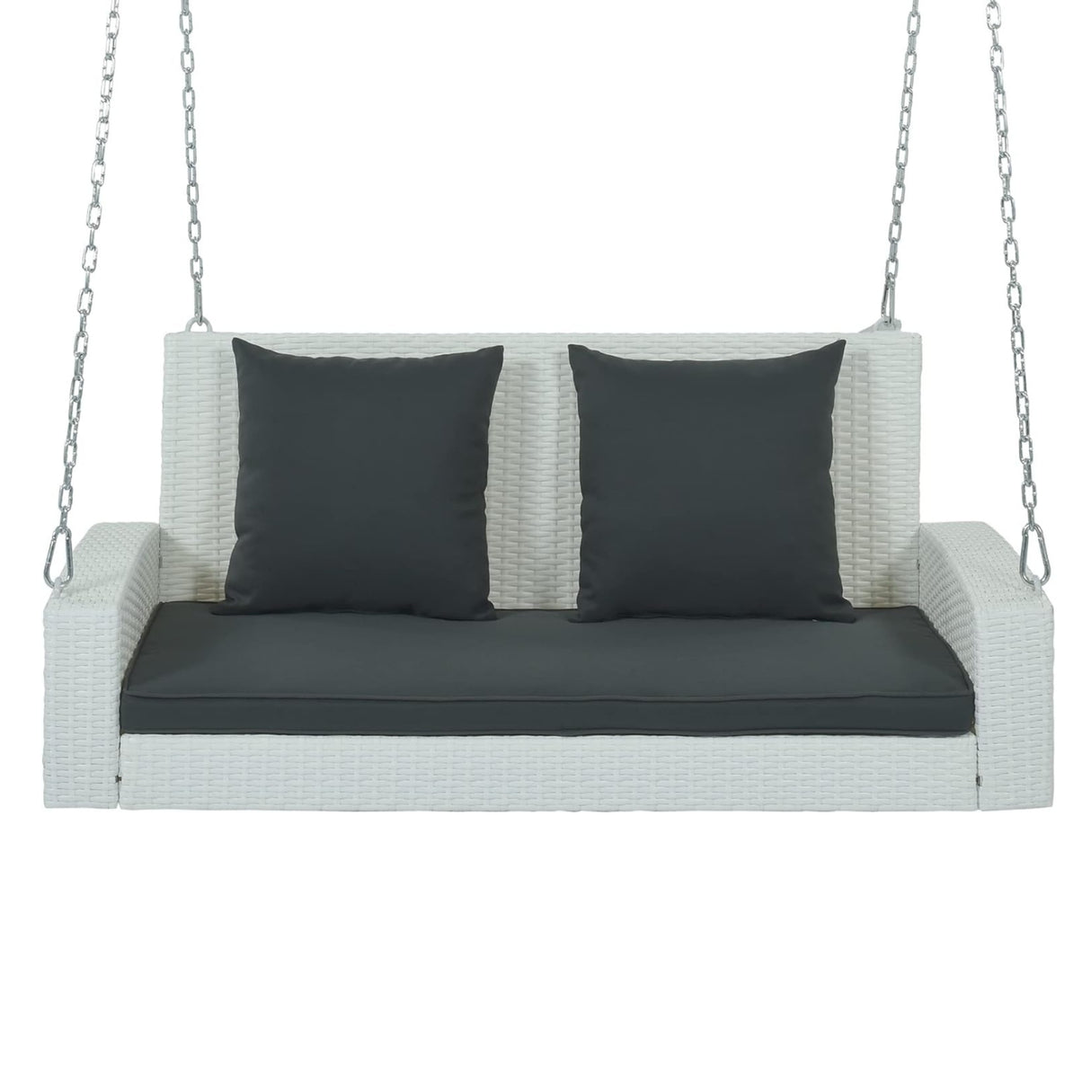 White Rattan Wicker Two Seater Sofa Swing