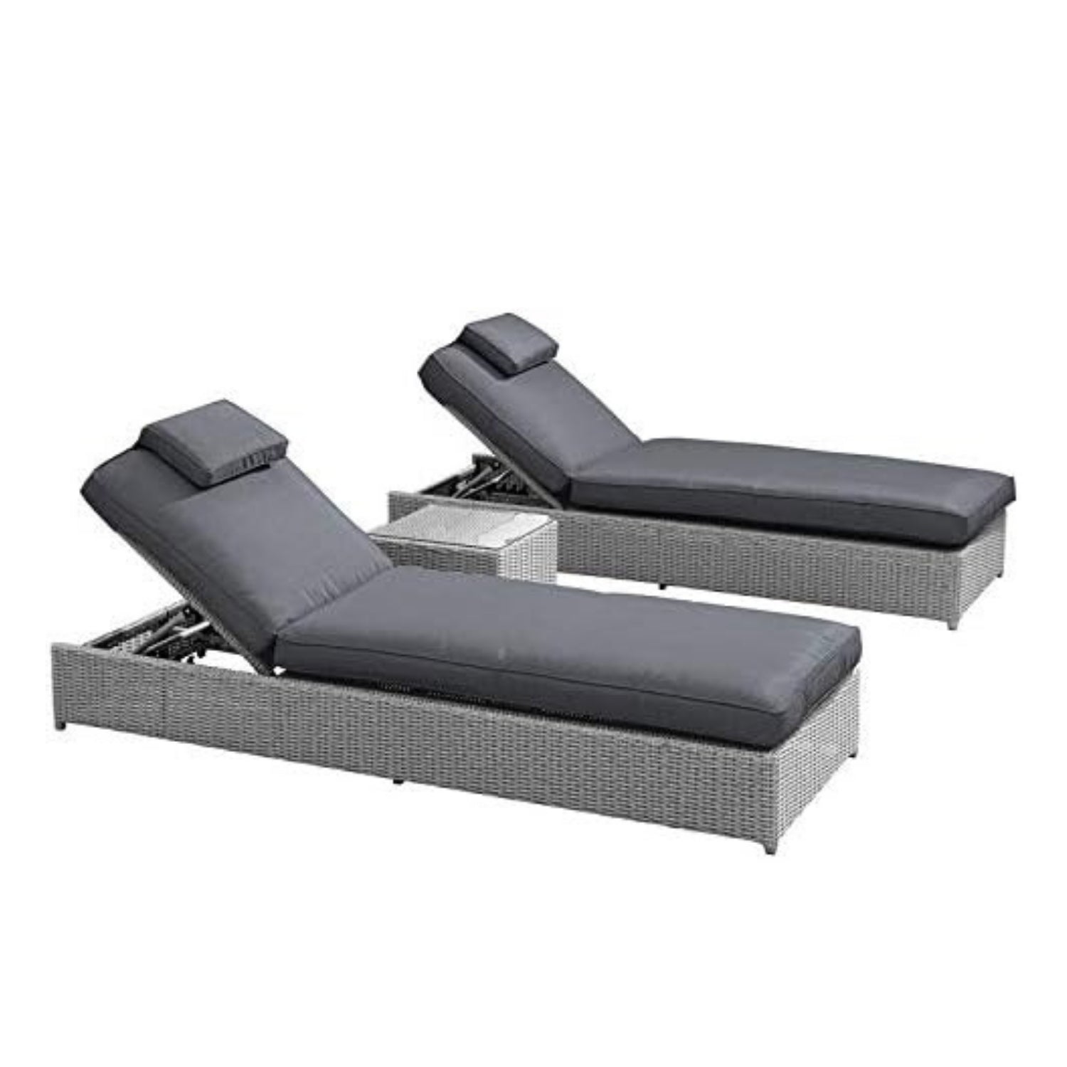 Outdoor Wicker Lounge Chairs Set of 2 With Side Table