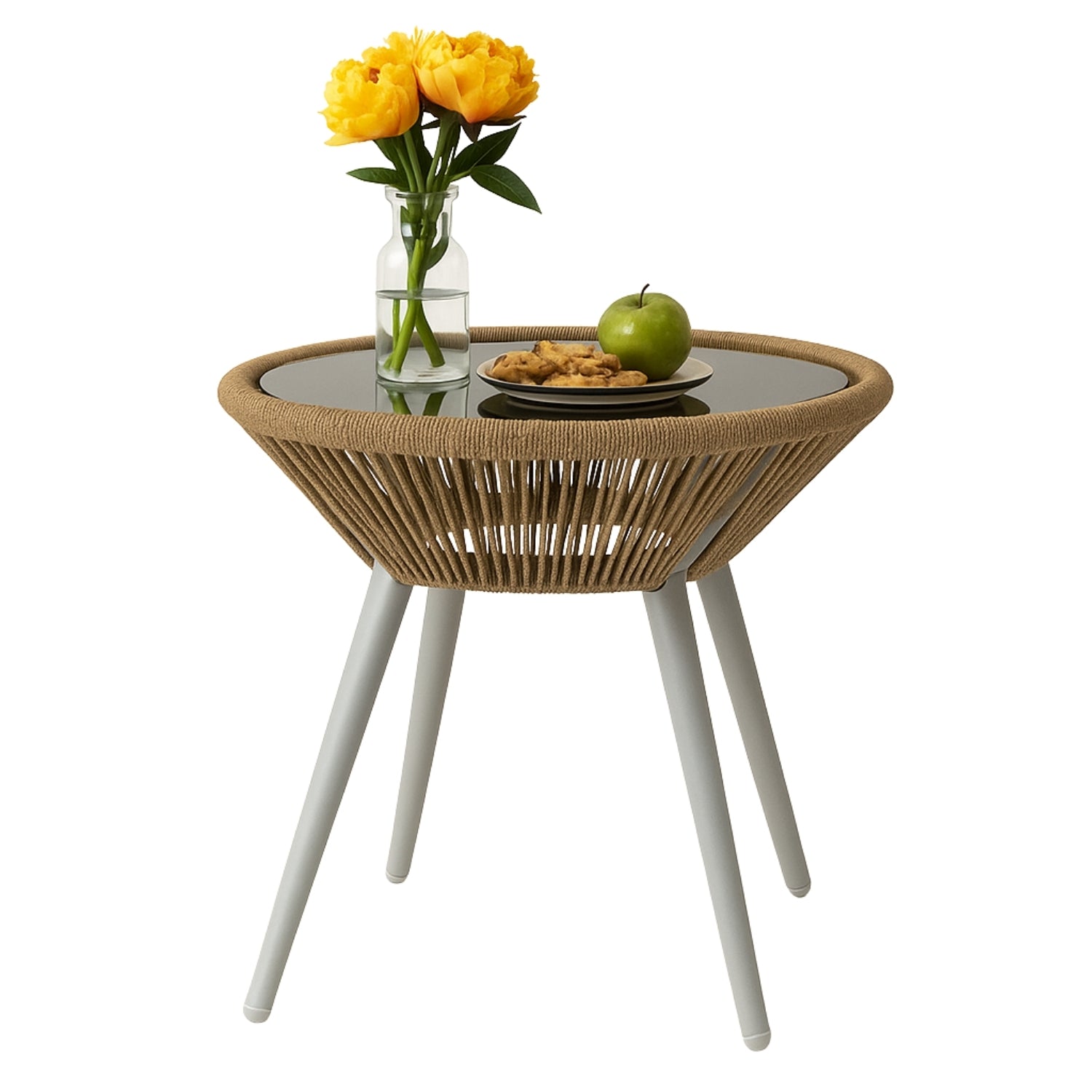 Outdoor Rope 3-Piece Patio Set (Beige & Dark Cream)