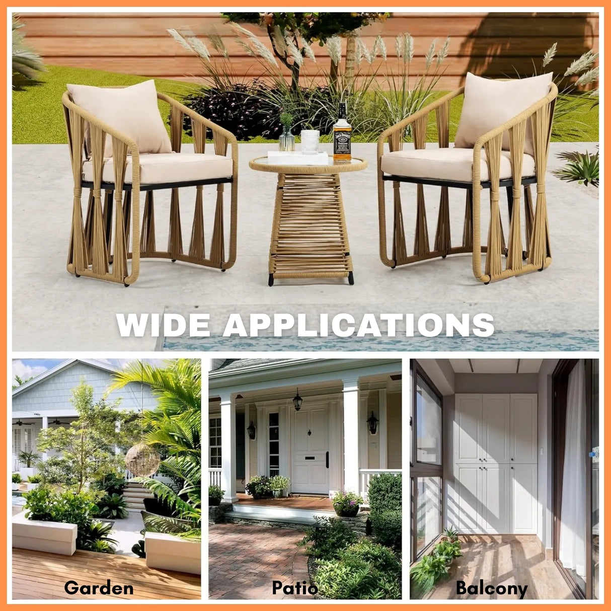 Outdoor Rope 3-Piece Patio Set