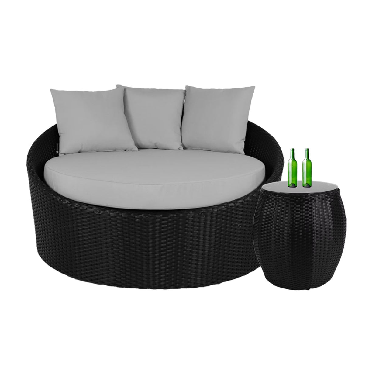 Outdoor Rattan Wicker Daybed with Glass Top Table