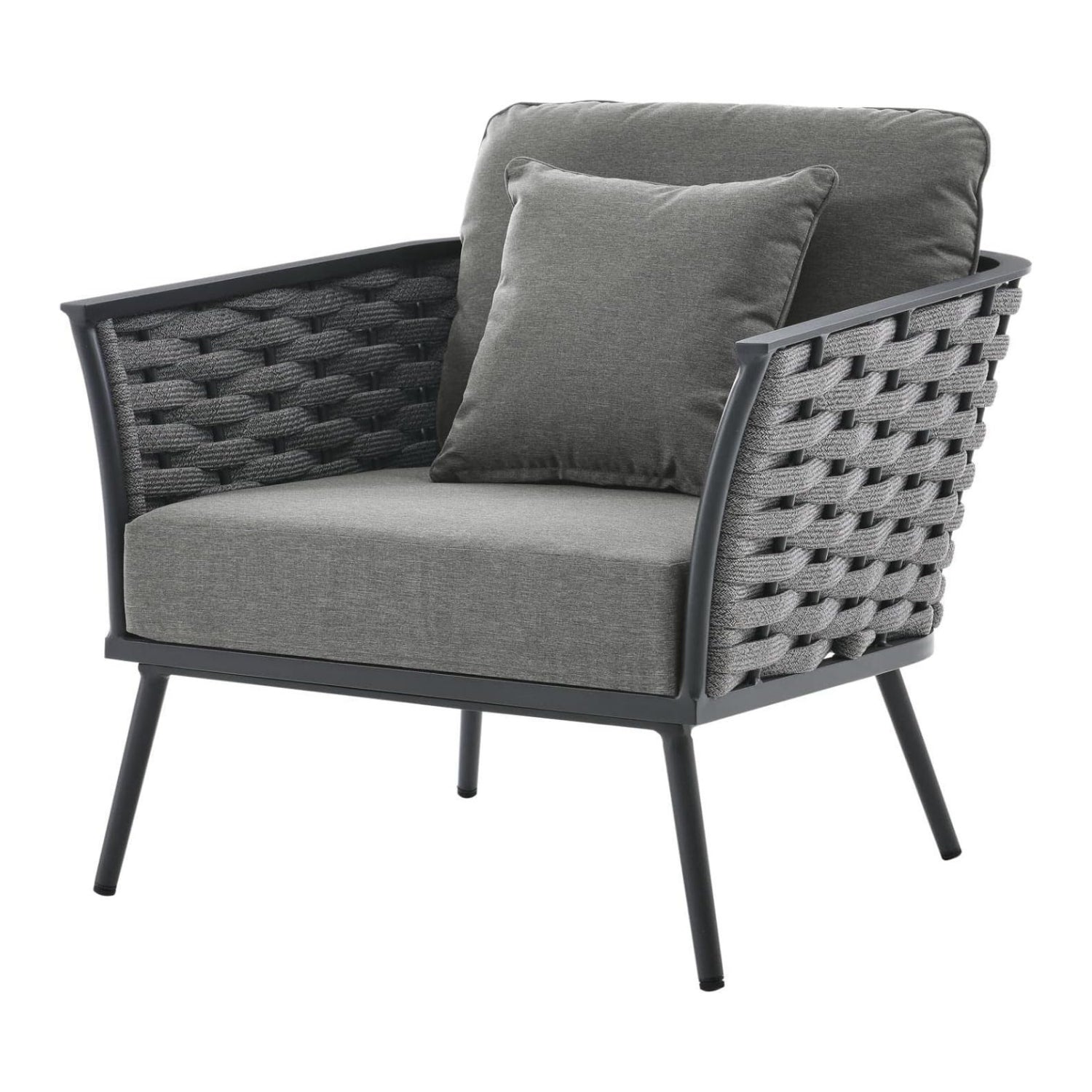 Outdoor Rope 3-Piece Patio Set With Wooden Top Table