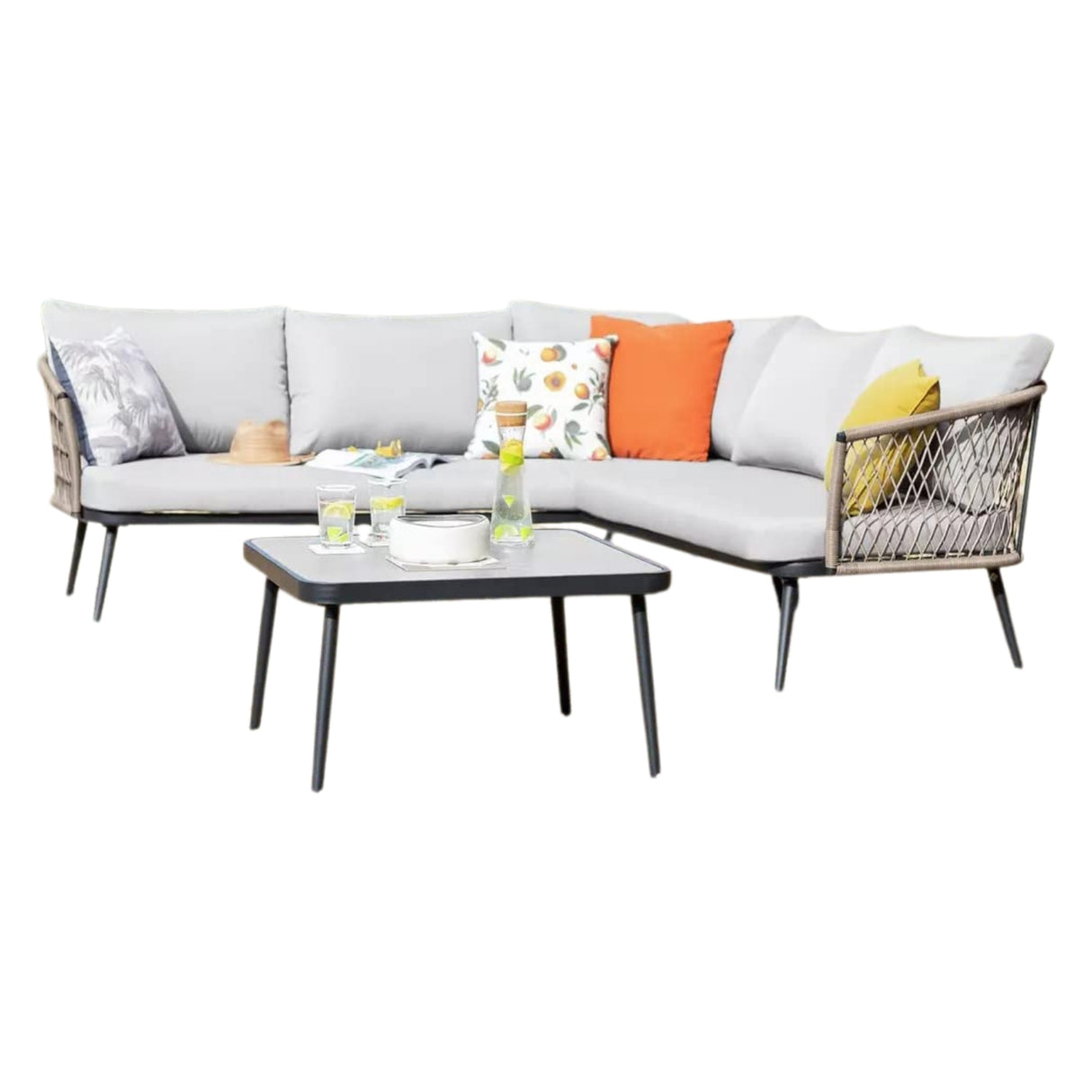 Outdoor L-Shape All Weather Handwoven Rope Sofa Set