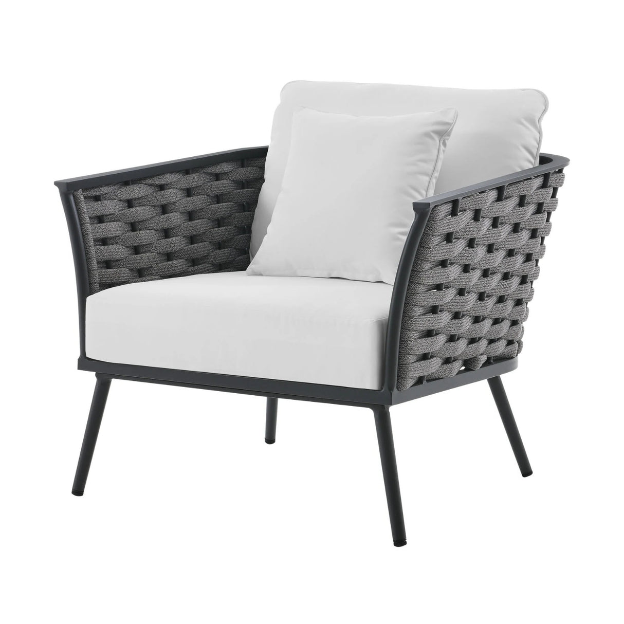 Outdoor Rope 3-Piece Patio Set With Wooden Top Table