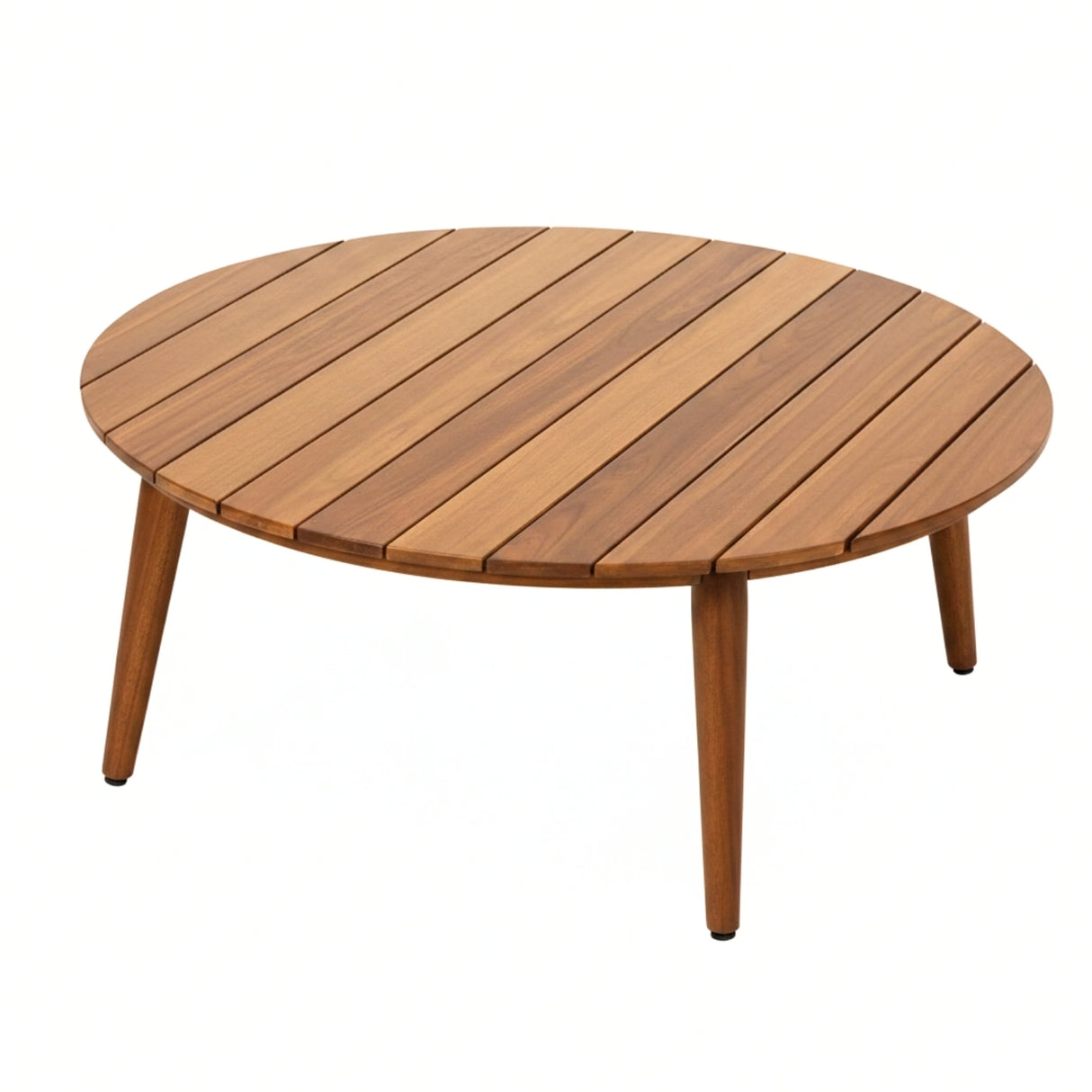 Outdoor Rope Sofa Set with Round Slatted Coffee Table (Black & Off-White)
