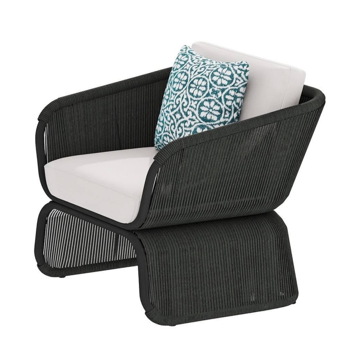 Outdoor Braided Rope Sofa Set With 2-Tier Glass Top Table