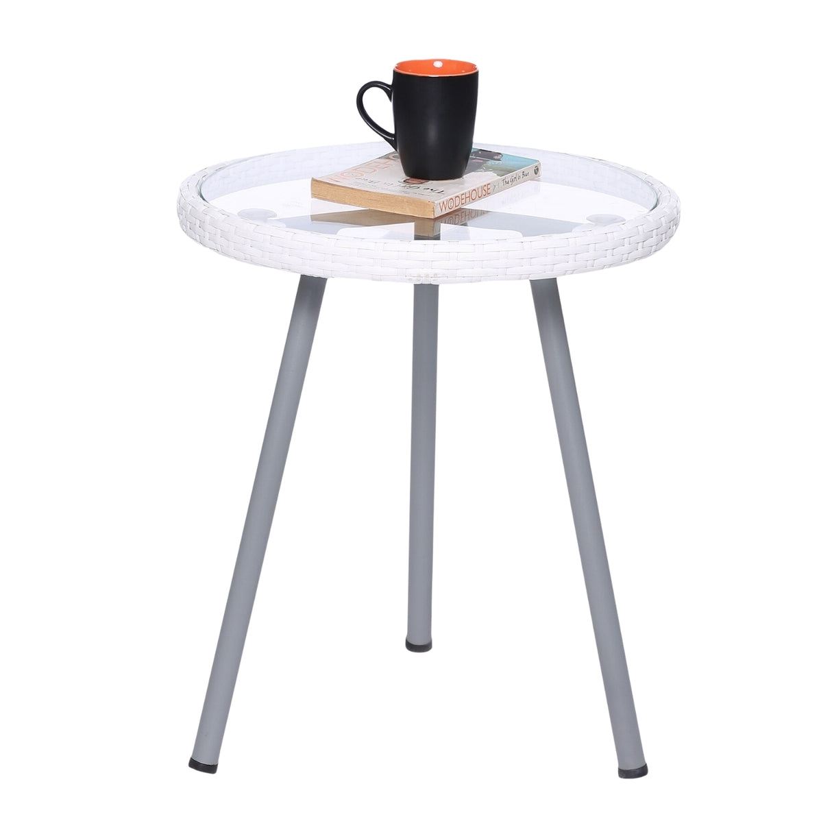 3-Piece Outdoor White Wicker Patio Set