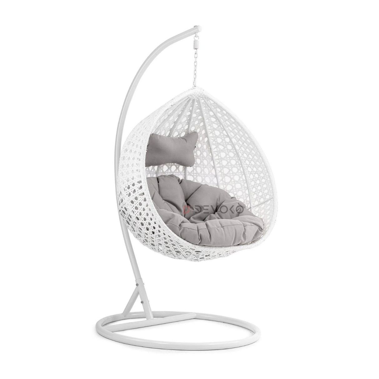 Single Seater Rattan & Wicker Swing (White & Grey)