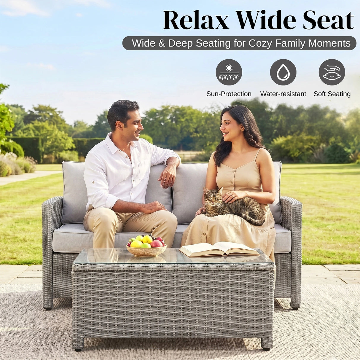 4 Pieces Patio Furniture Set, Outdoor Sectional Sofa