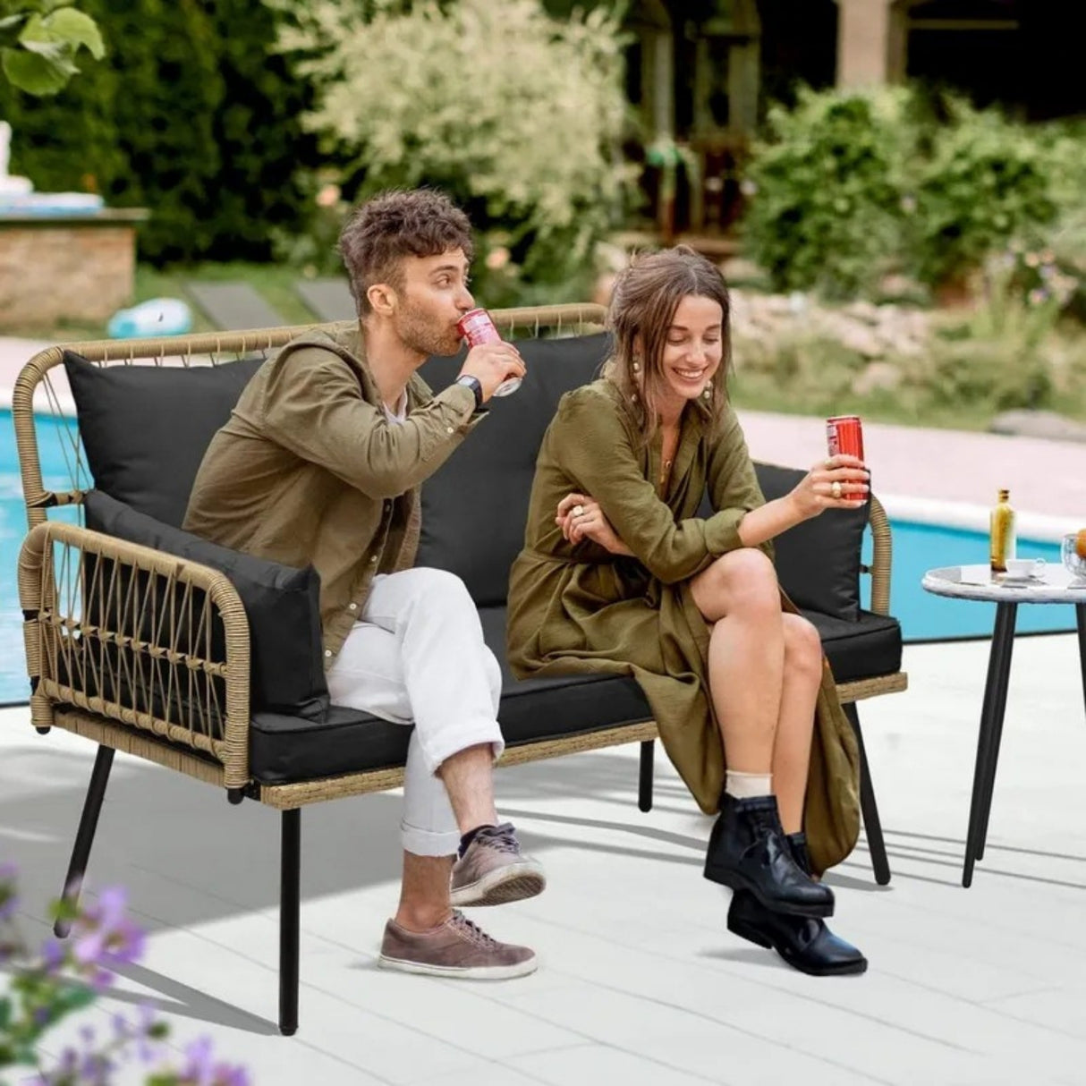 Outdoor Rattan Wicker Loveseat Sofa