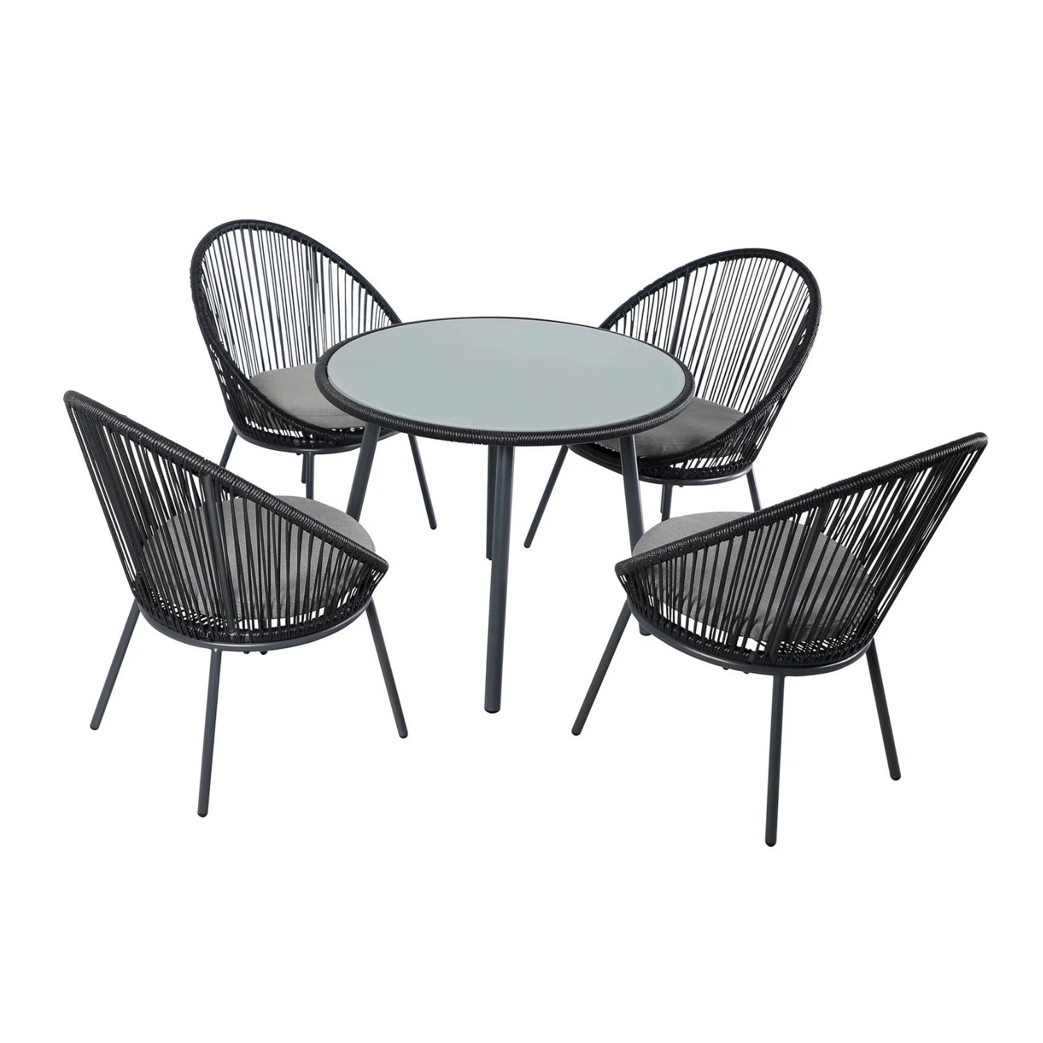5-Piece Outdoor Patio Dining Set with Rope Chairs