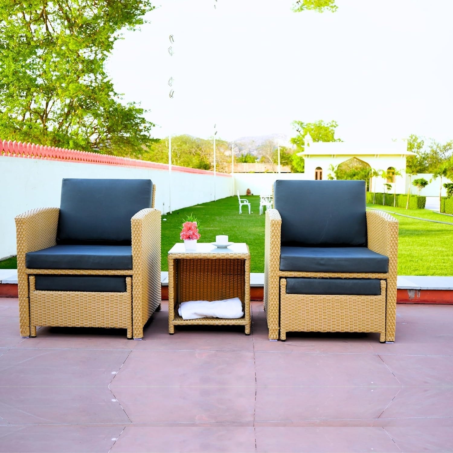 Outdoor 5 Piece Patio Wicker All Weather Sectional Furniture Set