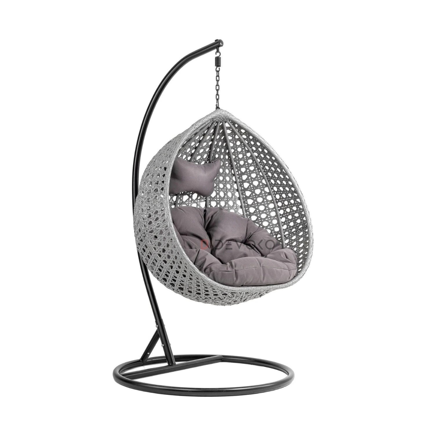Single Seater Rattan & Wicker Swing (Grey)