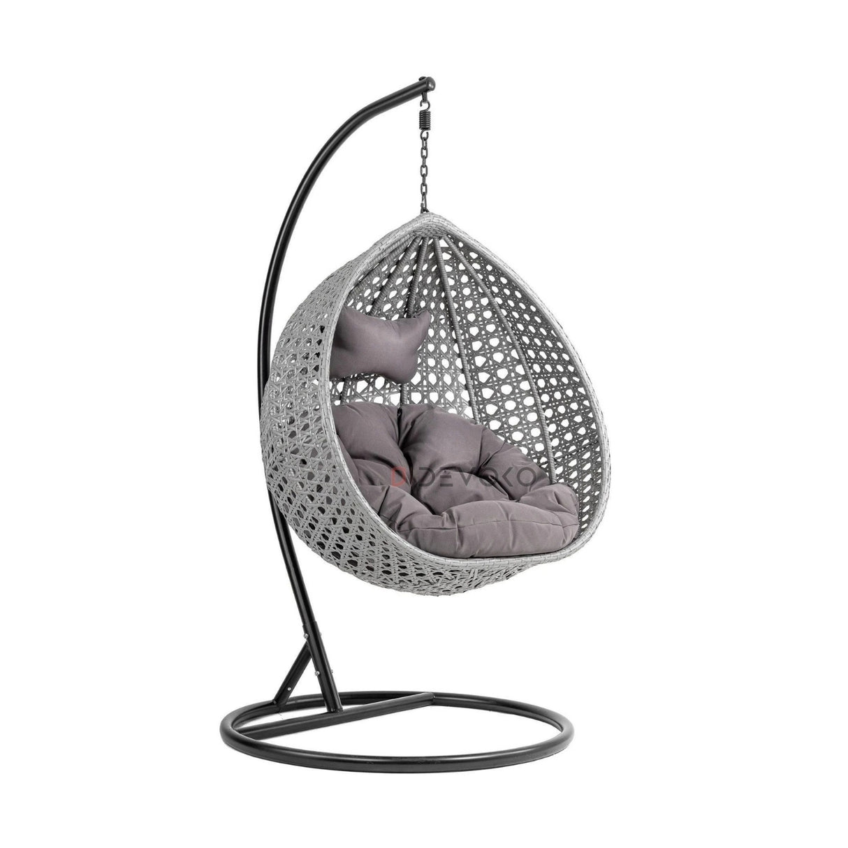 Single Seater Rattan & Wicker Swing (Grey)