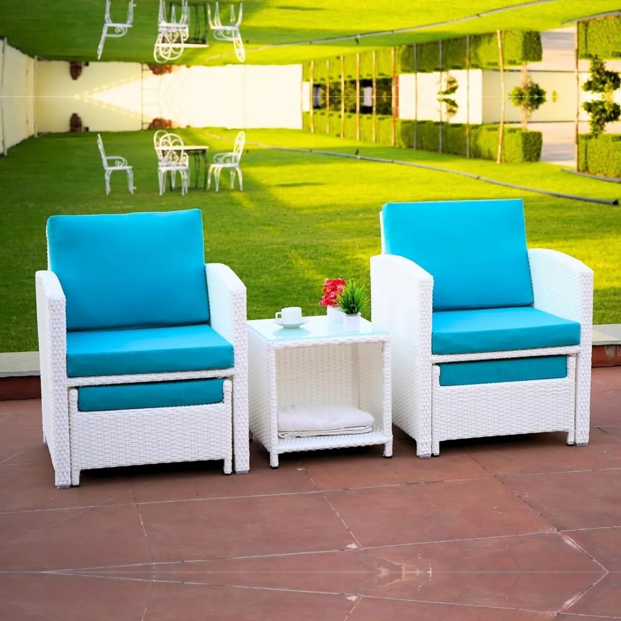 Outdoor 5 Piece Patio Wicker All Weather Sectional Furniture Set