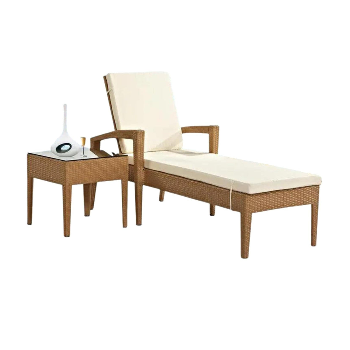 Outdoor Wicker Lounge Chair With Side Table