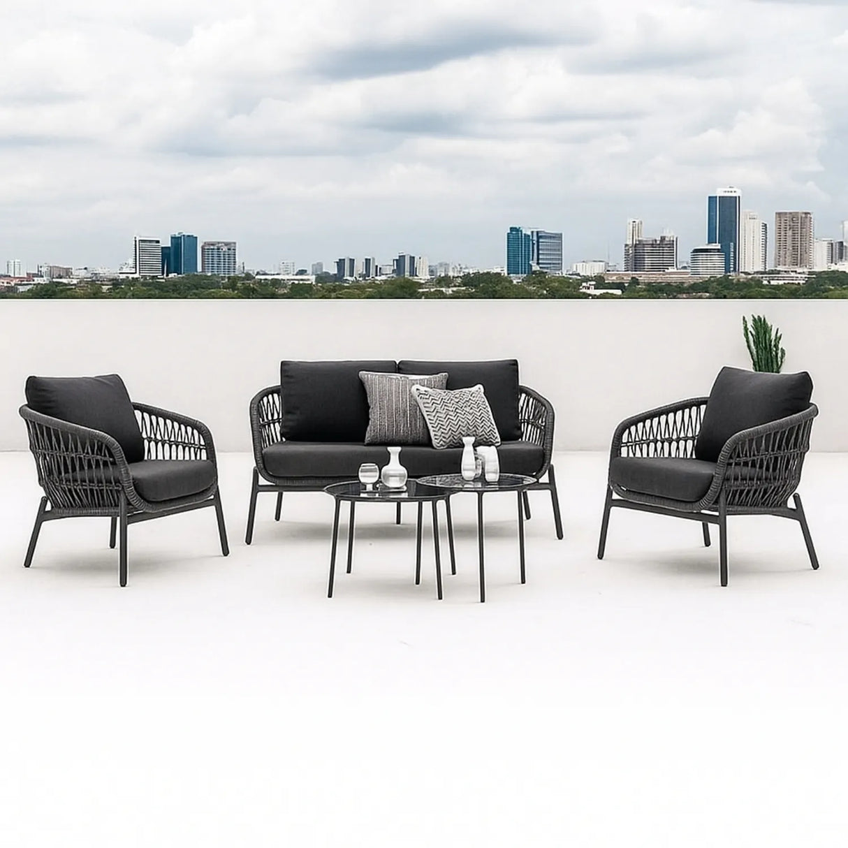 Outdoor 4 Seater Rope Conversation Sofa Set