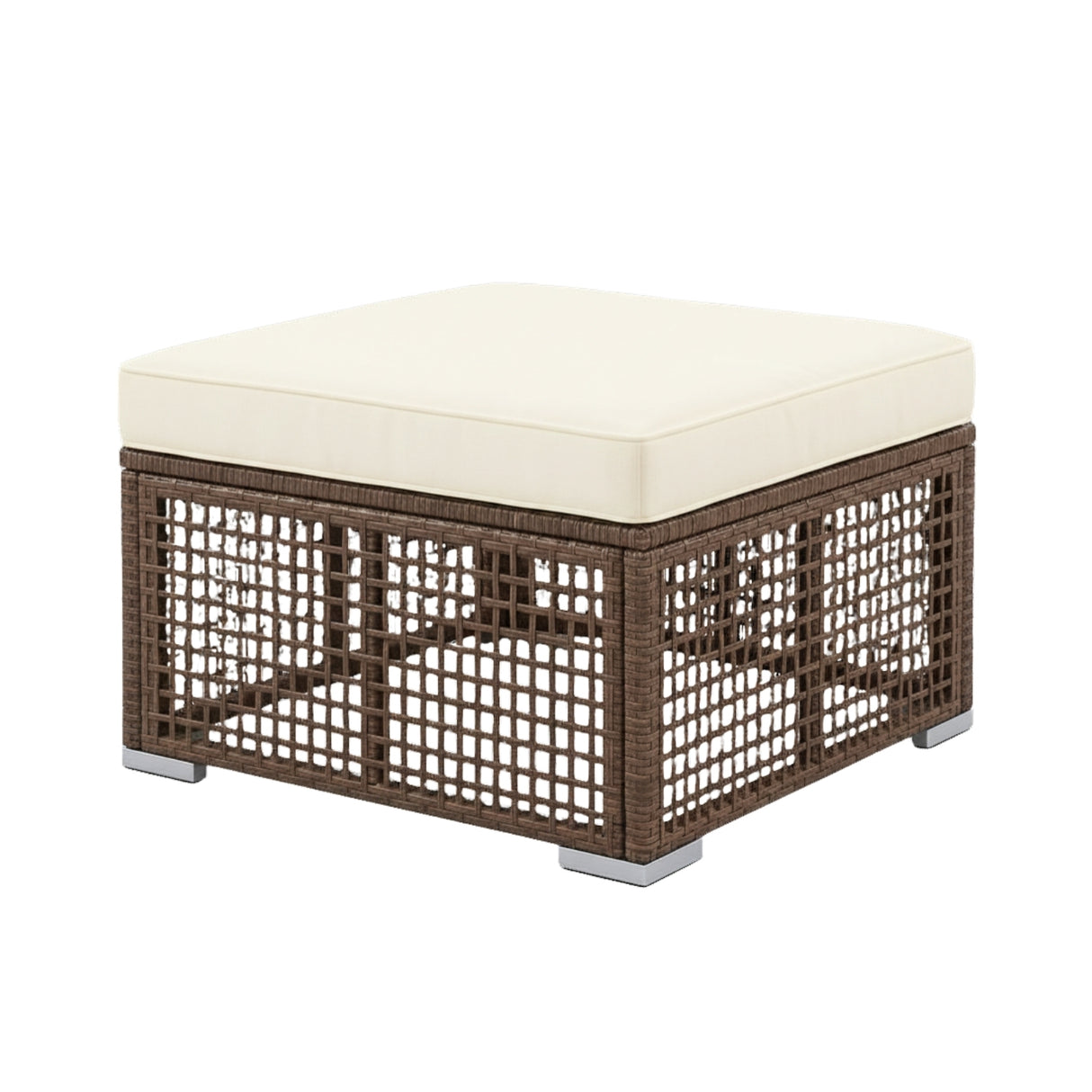 Outdoor Rattan Wicker Patio Conversation Furniture Set (Dark Brown & Cream)