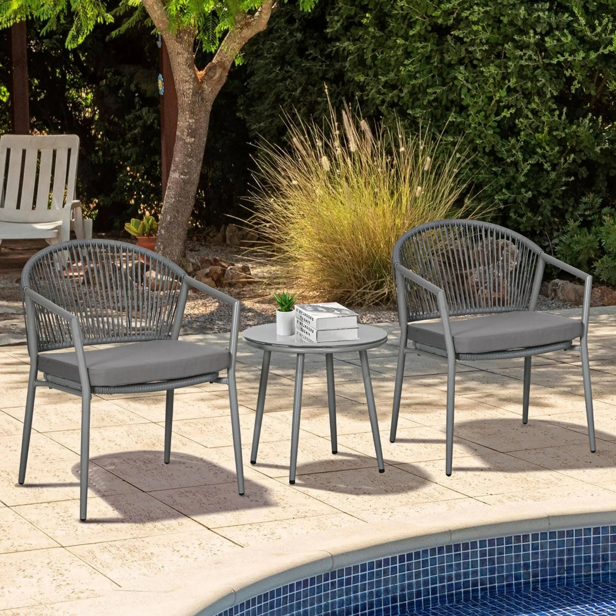3 Piece Garden Outdoor Rope Patio Set