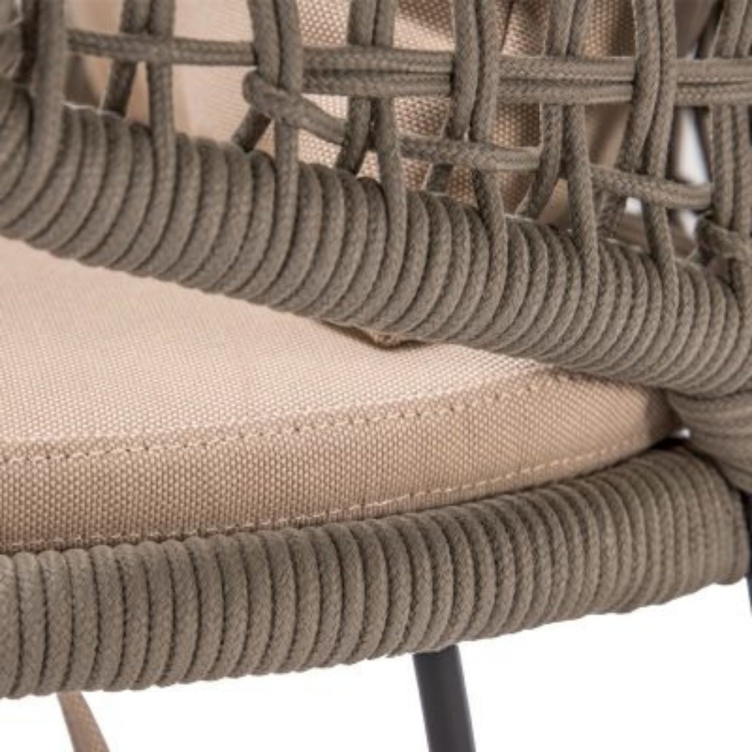 3-Piece Outdoor Rope Conversation Set (Beige & Cream)