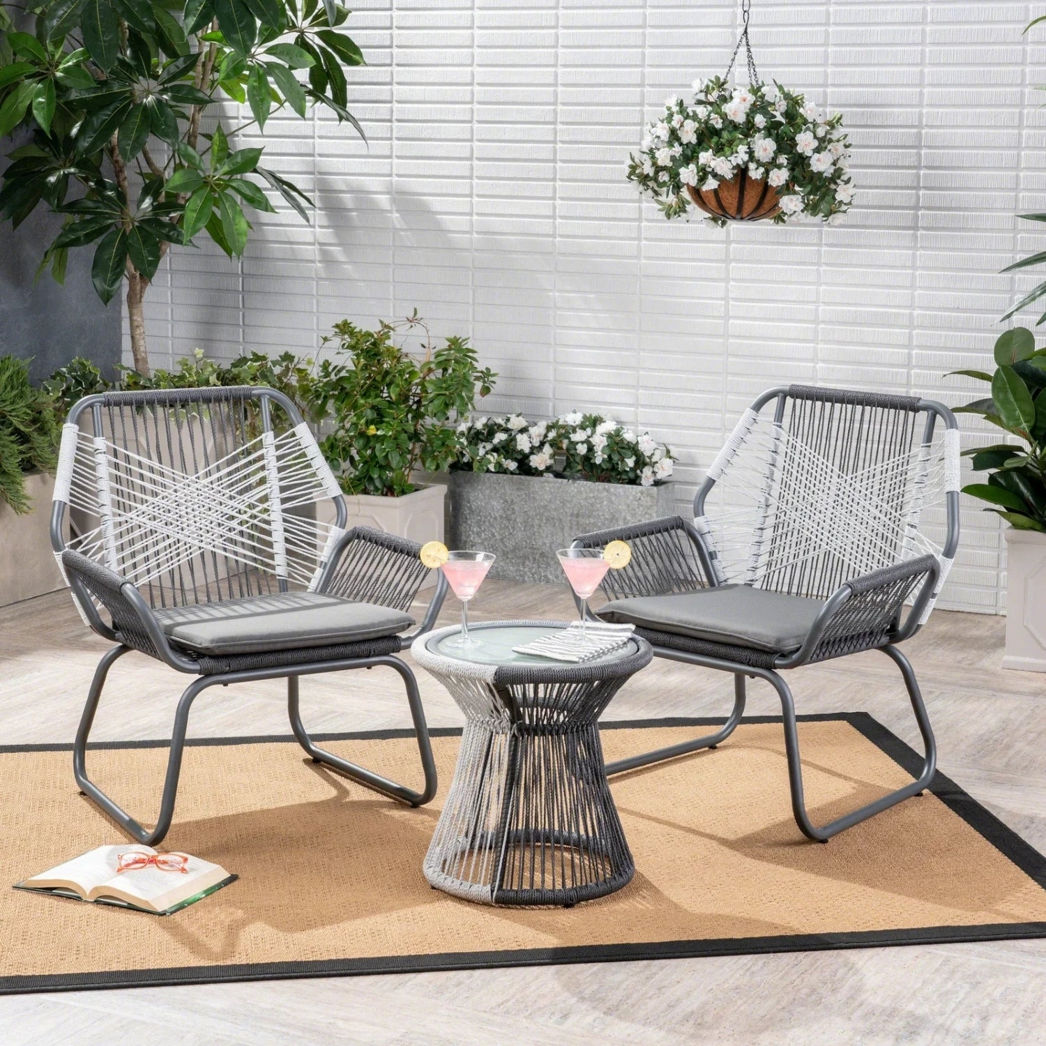 Outdoor Rope Double Tone 3-Piece Patio Set