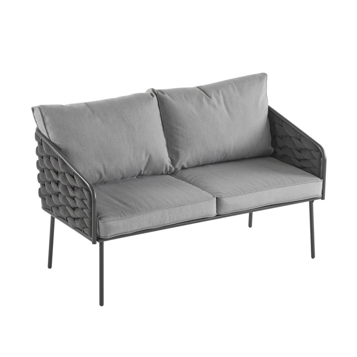 Outdoor Rope Sofa Set With Glass Top Table