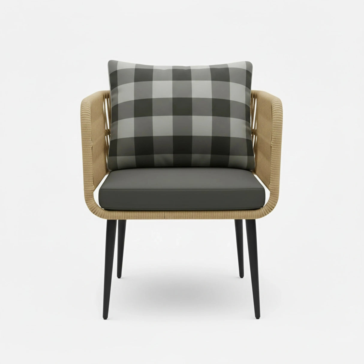 Outdoor 4-Seater Rope Conversation Set(Beige & Dark Grey)