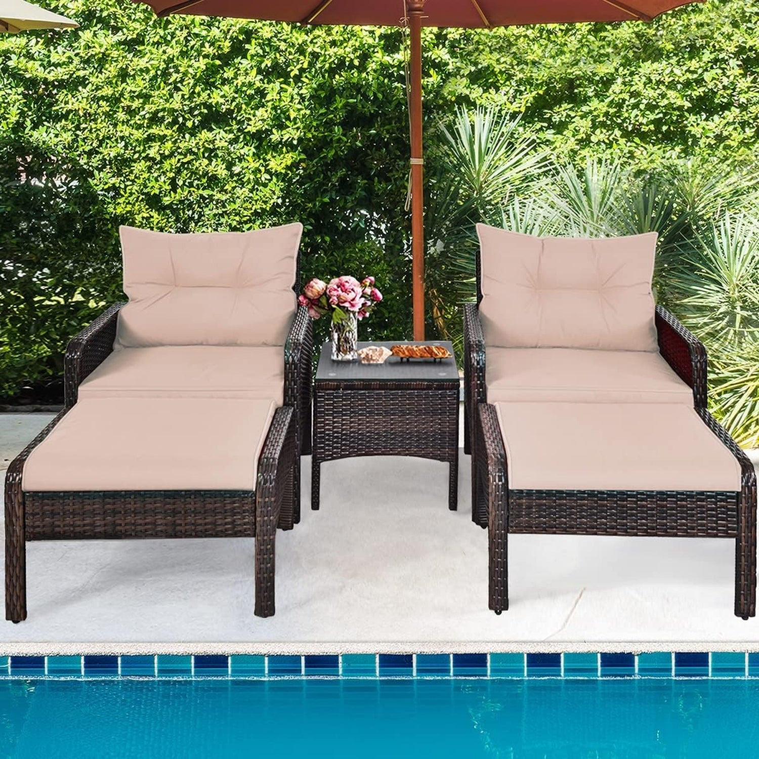 Outdoor Wicker 5-Piece Patio Sofa Set