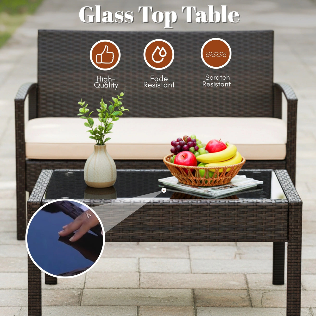 4 Pieces Patio Furniture Set, Outdoor Sectional Sofa