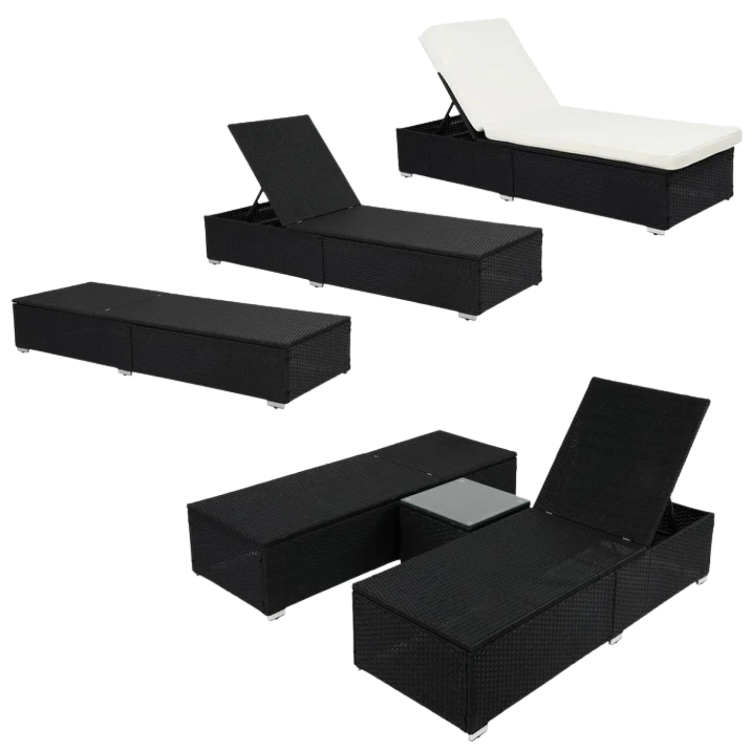 Outdoor Wicker Lounge Chairs Set of 2 With Side Table