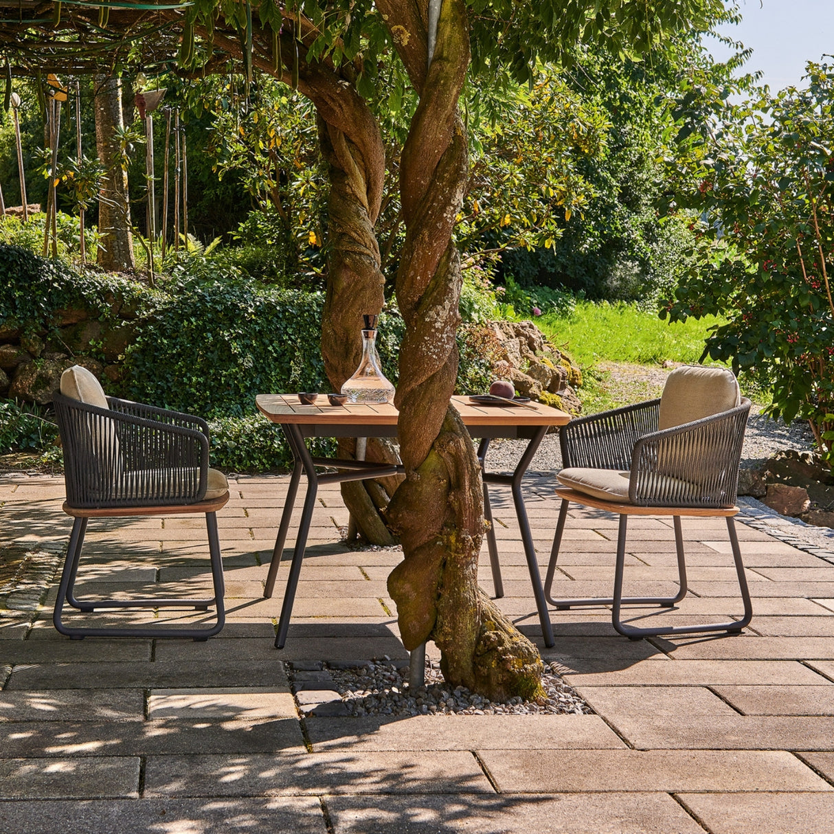 5-Piece Outdoor Patio Dining Set With Wooden Tabletop