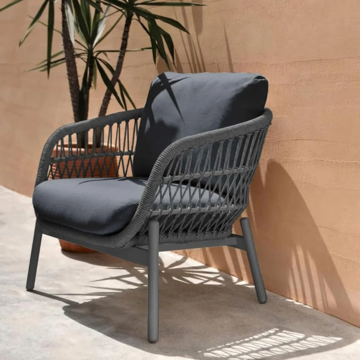 Outdoor 4 Seater Rope Conversation Sofa Set