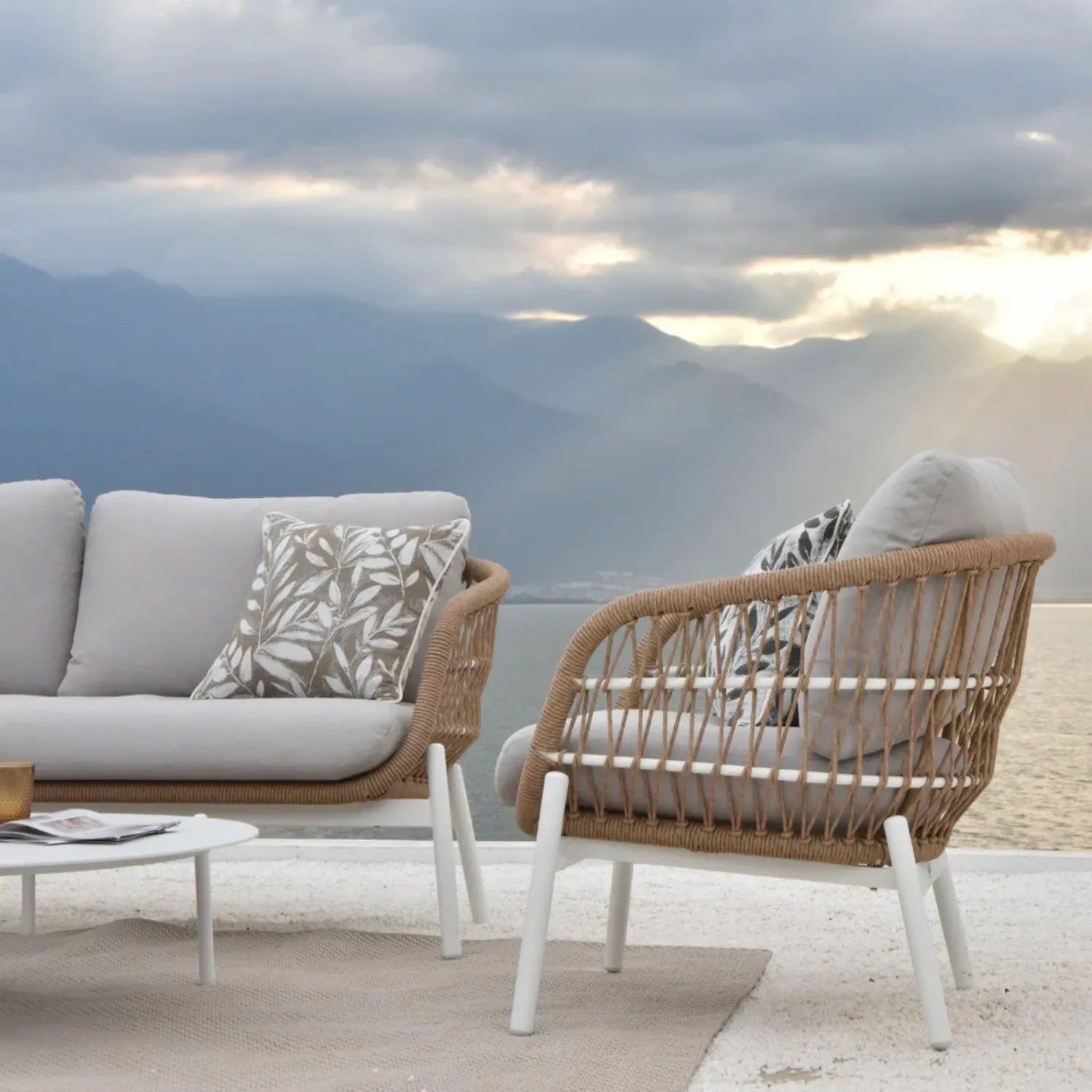 Outdoor 4 Seater Rope Conversation Sofa Set