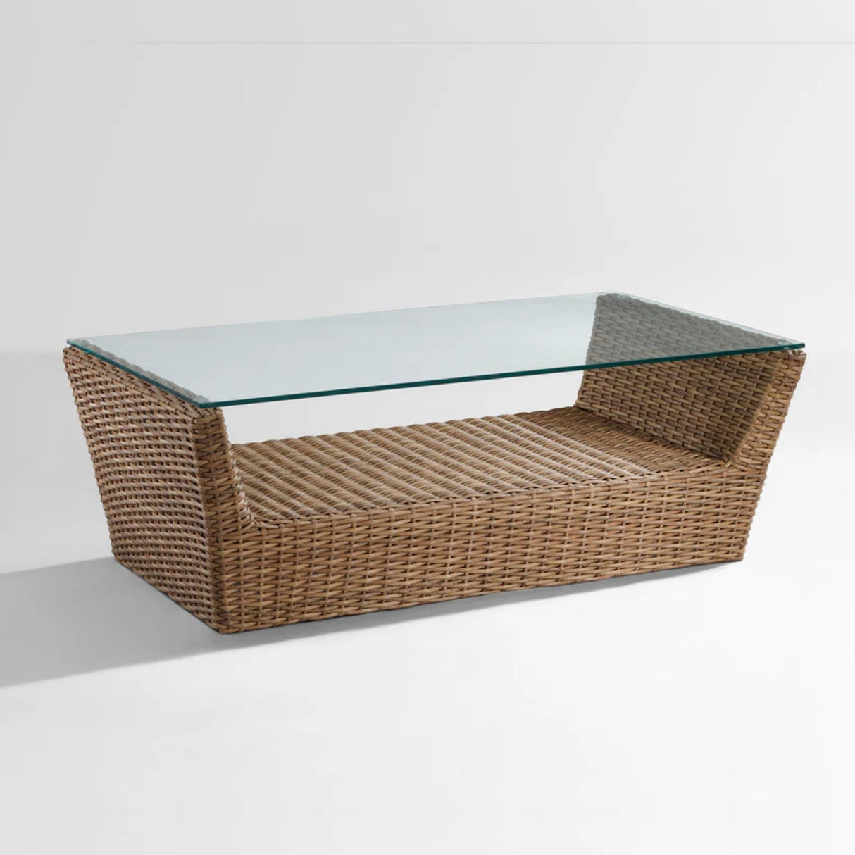 5-Piece Outdoor Wicker Sofa Set With 2-Tier Glass Top Tables