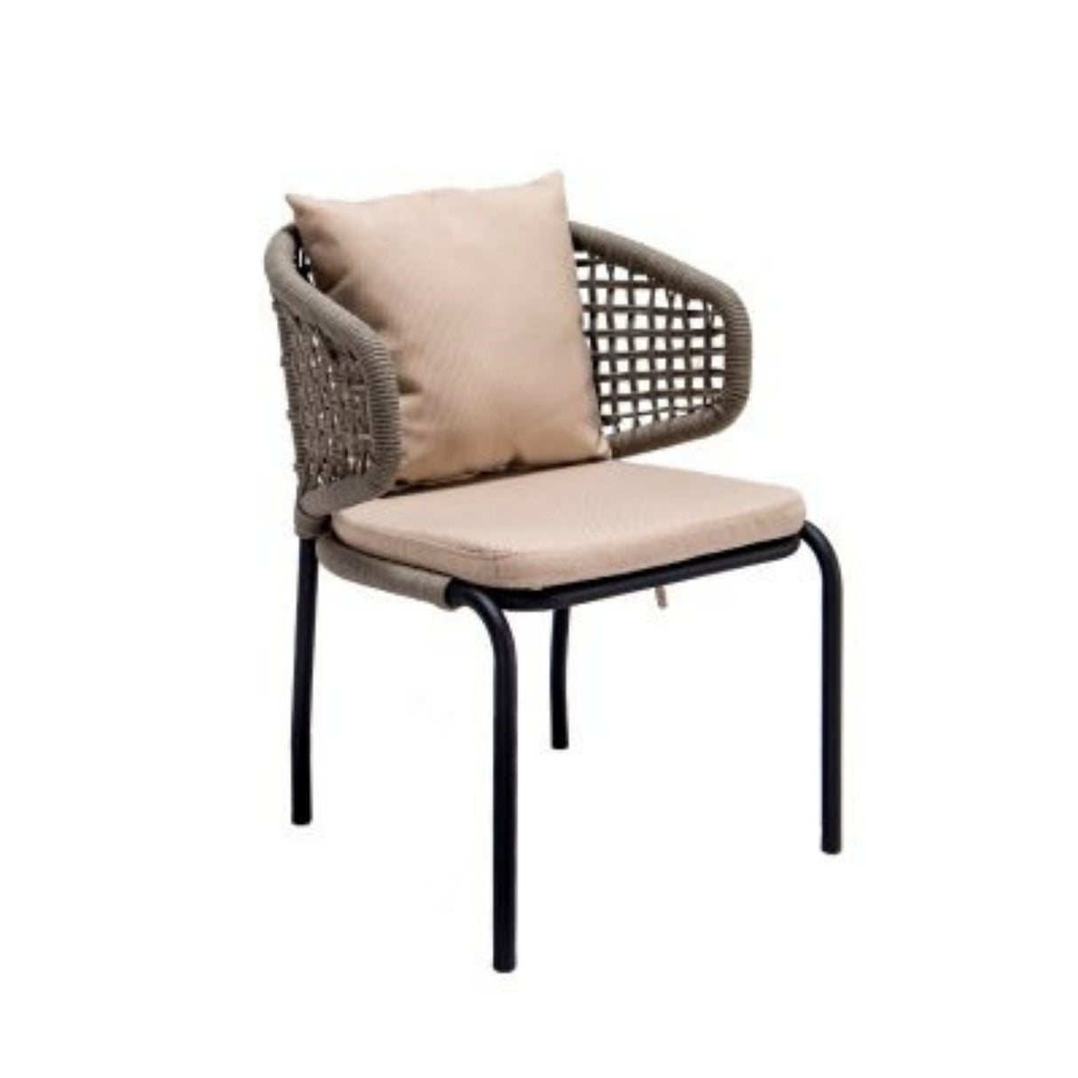 3-Piece Outdoor Rope Conversation Set (Beige & Cream)