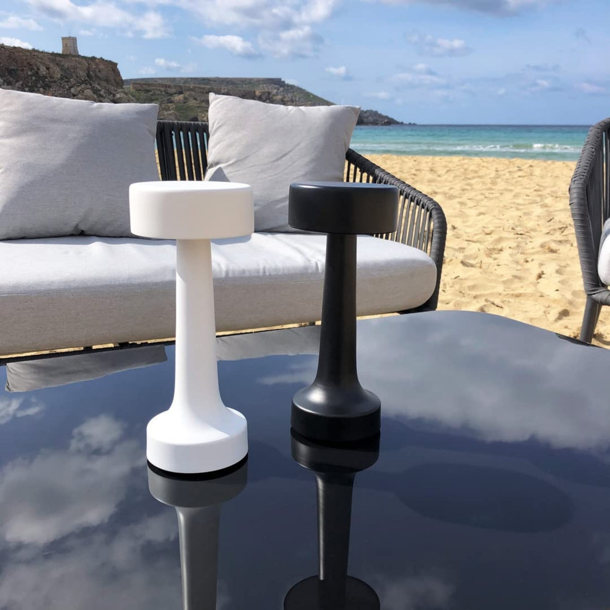 4-Piece Outdoor Rope Patio Sofa Set (Black & Grey)